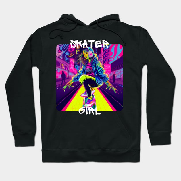 Skater Girl - cool girl skates on the street 3 Hoodie by PD-Store